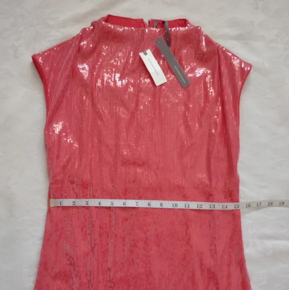 New🆕 Anthropologie Sequins Cowl High Neck Red Dress Maya Shine Sparkle Cocktail